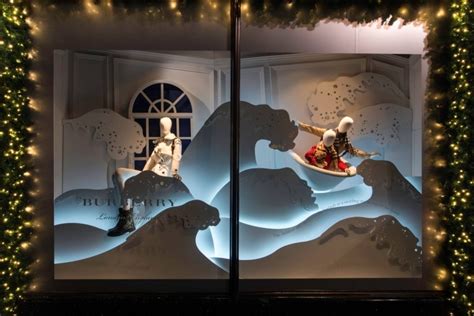 Christmas window display by Burberry and Harrods, 